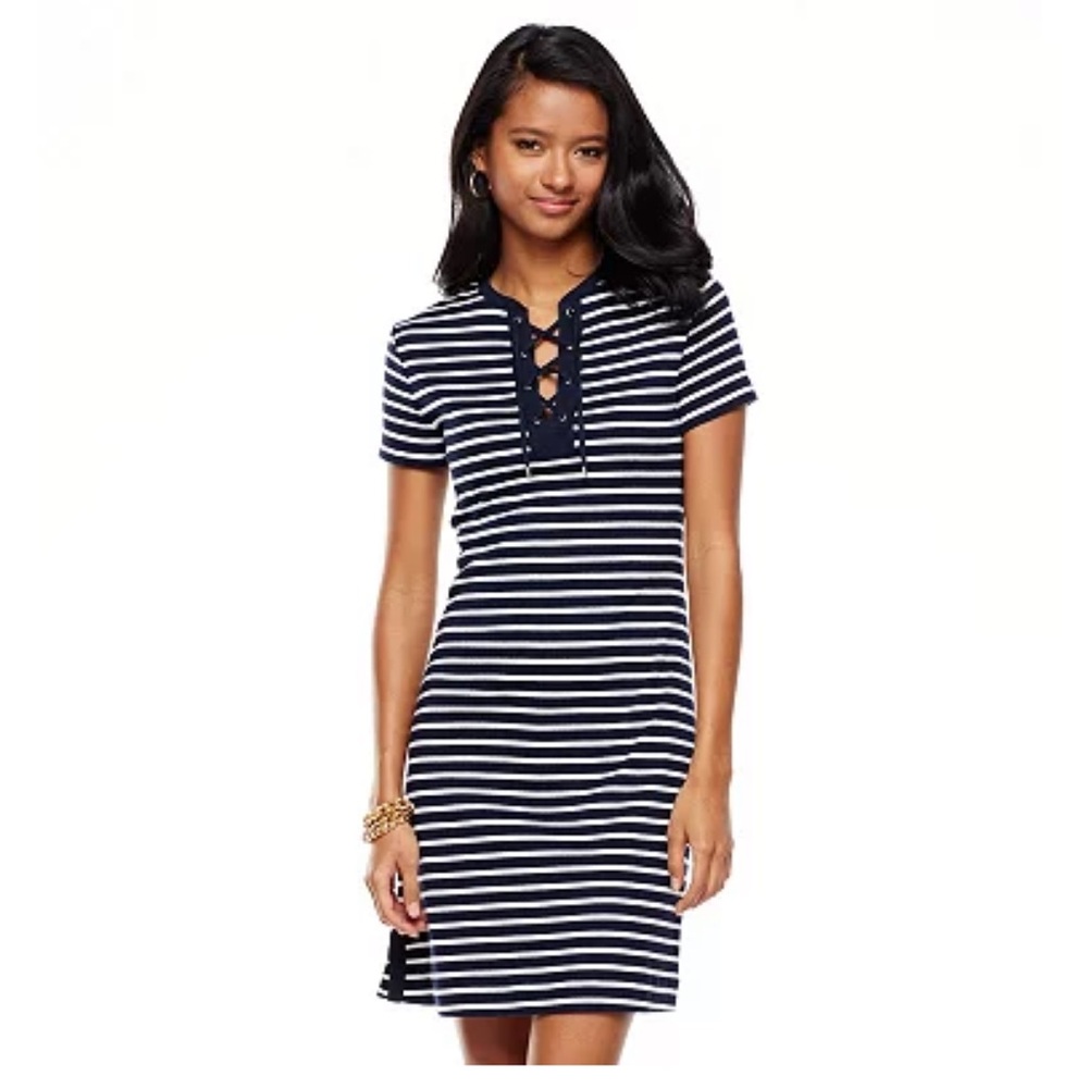 Chaps Striped Bodycon T-shirt Summer Dress